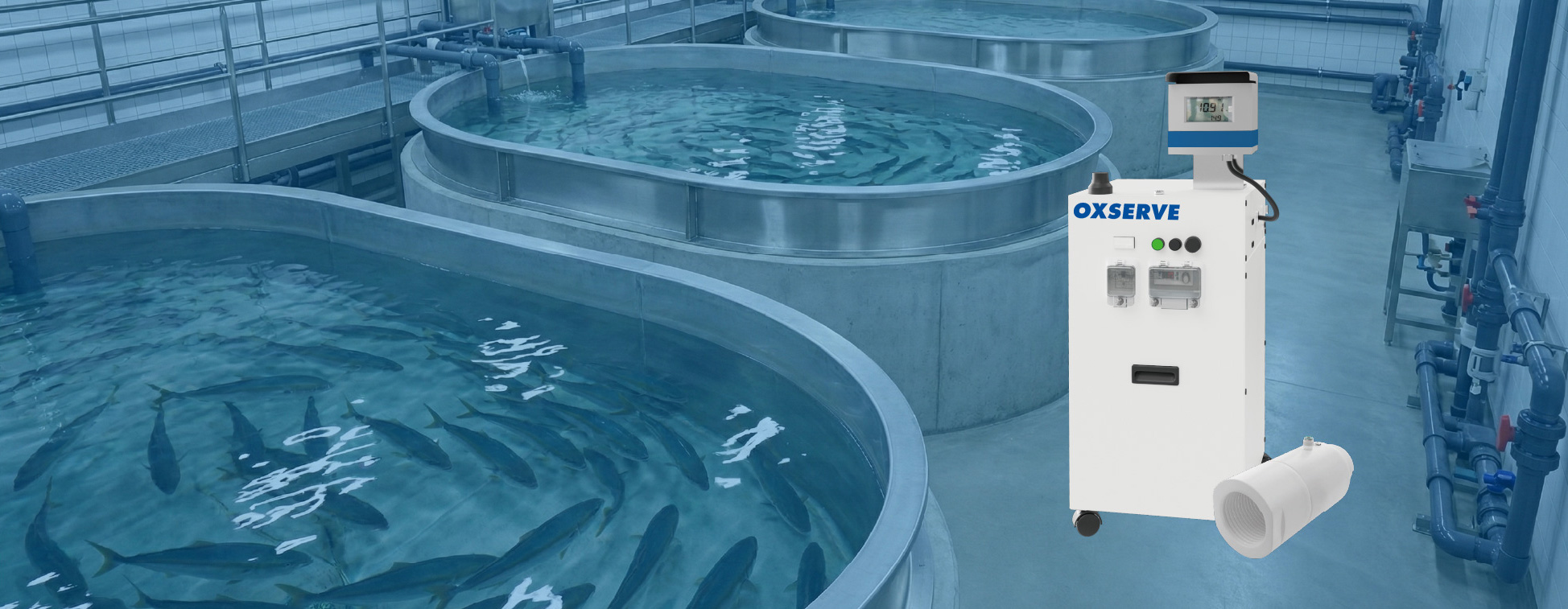 陸上養殖向け酸素曝気装置オキサーブ OXSERVE / OXSERVE-X